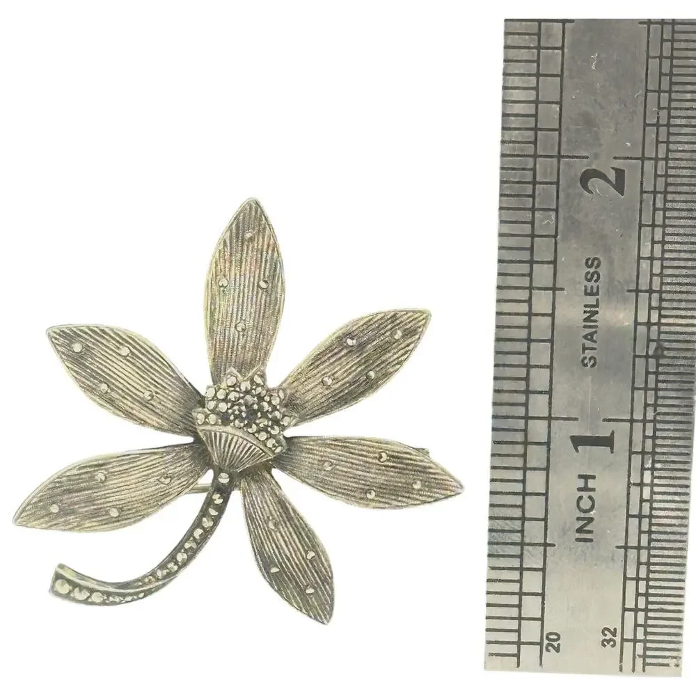 Theodore Fahrner Rare Sterling & Marcasite Pin Vintage Brooch Original Old 925